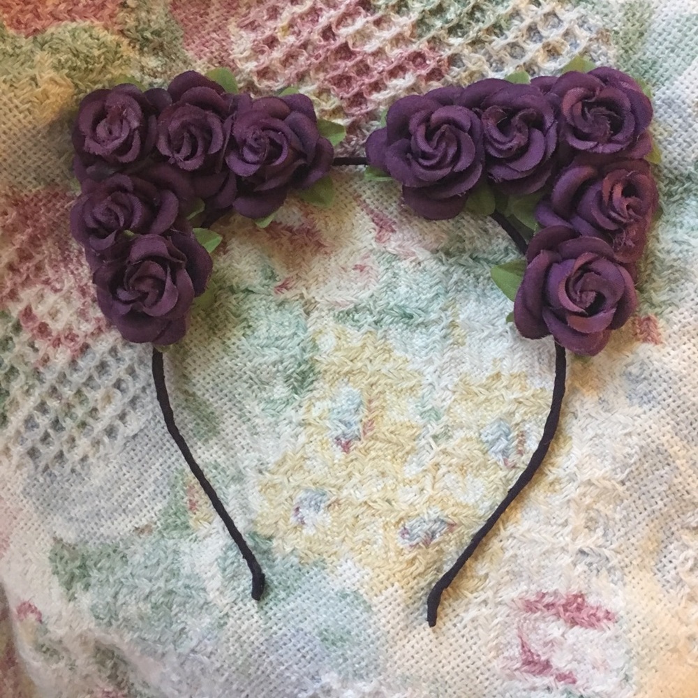 Flower Headband Purple Green Cat Ear Hot Topic